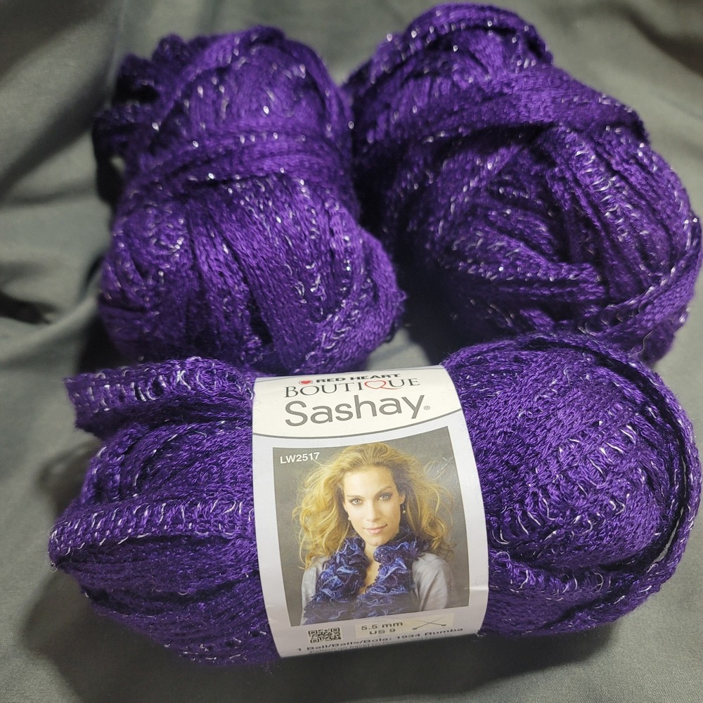 Red Heart Boutique Discontinued Sashay Yarn Lot 3 Skeins Amethyst  Bulky Acrylic